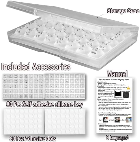 80 Pcs Long Nails Raised Keyboard Stickers for Typing & Gaming Gap Expander