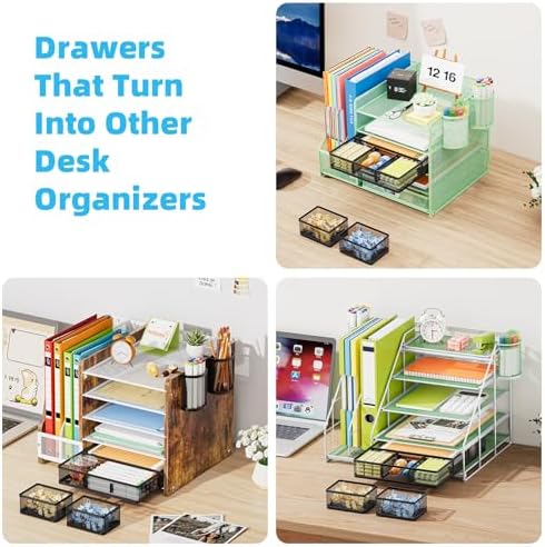 Marbrasse Mesh Desk Drawer Organizer Tray 3 Packs, Black-2PCS