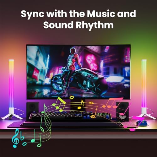 TJOY 360° RGB Light Bars, Gaming Lights for Desk, Music Sync Remote Control