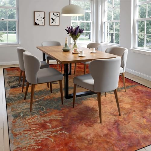 Nature Inspired Bear Pine Scene Warm Earthy Tones Area Rug Outdoor Patio Rug Play Mat Modern Floor Carpet Non-Slip Home Decor Living Room Kids Bedroom Nursery, 6x9 ft