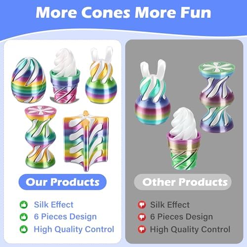 5 Pack Spinning Fidget Toys Rainbow 3D Printed Desk Decor Set