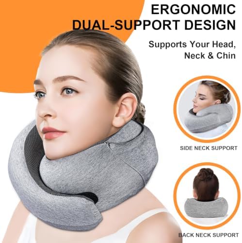Travel Pillow - Hooded Neck Pillow Airplane Memory Foam Filling