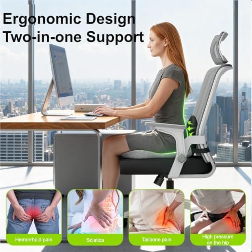 Office Chair Cushion, Ergonomic Seat Cushion with Lumbar Support
