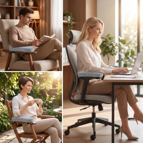 2 Pack Non-Slip Armrest Pads Ergonomic Thick Memory Foam Arm Pads