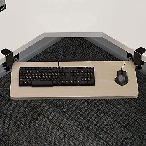 Slide Out Swivel Computer Keyboard Stand, Under Desk Adjustable Keyboard Tray with C Clamp, Home or Office Ergonomic Keyboard Shelf(52x25cm(20.5x9.8), Oak)