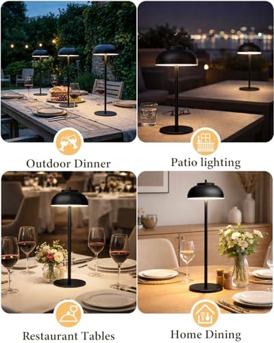 Cordless Table Lamps, Rechargeable LED Touch Lamp, Black, 4 Pack
