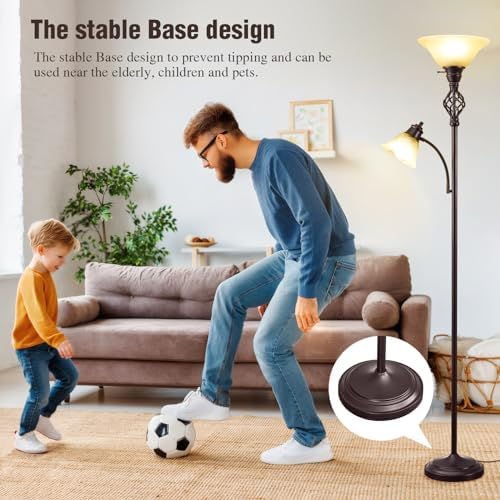 GyroVu Torchiere Floor Lamp for Living Room, LED Standing Reading Light