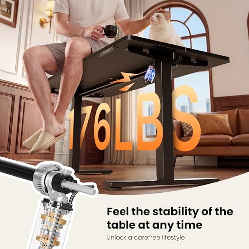 CubiCubi Electric Height Adjustable Standing Desk 48x24 Inch, Black