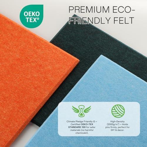MaxGear Felt Bulletin Board 36" x 24", Orange Felt Wall Tiles Push Pins