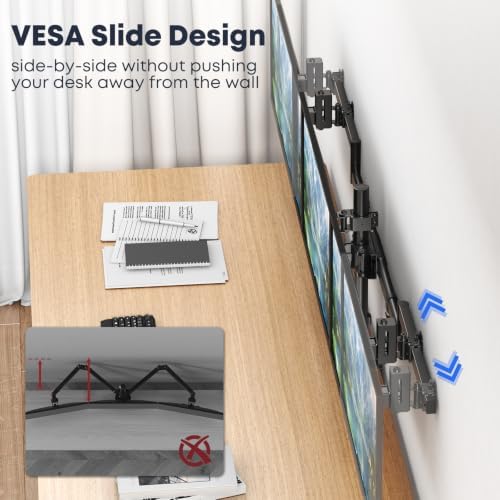 Triple Monitor Mount for 20"-32" Screens, 19.8 lbs per Arm