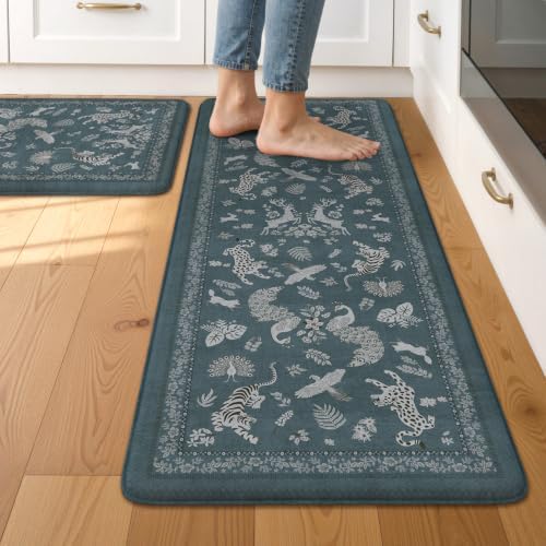 LEEVAN Anti Fatigue Kitchen Mats for Floor, Cushioned Kitchen Mat Set 2PCS