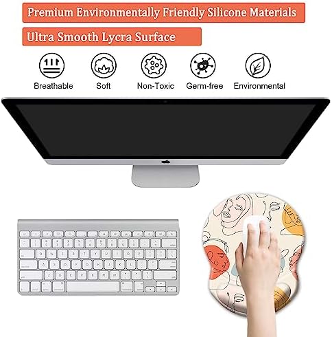 Ergonomic Wrist Support Mouse Pad - Comfortable Computer Mouse Pad with Non-Slip PU Base for Home Office Working Gaming (Art Faces)