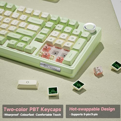 SOLAKAKA KI99 Pro Wireless Mechanical Keyboard Quiet Switch,Hot Swappable Pre-Lubed Switches Silent Keyboard with RGB Backlit,Gasket Structure Computer Gaming Keyboards(GreenWhite, Silent Switch)