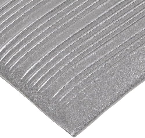 NoTrax T42 Standard PVC Safety/Anti-Fatigue Comfort Rest Ribbed Foam, for Dry Areas, 3' Width x 10' Length x 3/8" Thickness, Silver