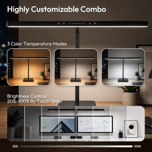 LED Desk Lamp for Home Office,Eye-Caring 18W Touch Desk Light,Black