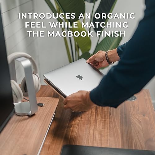 HumanCentric Laptop Riser for Desk, Black Walnut Wood Top & Space Gray Base