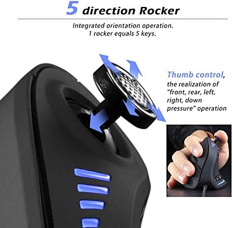 ZEER Ergonomic Vertical Mouse, RGB Wired Vertical Gaming Mouse with Joystick, 10000 Max DPI and 11 Programmable Buttons for Gamers, Computer