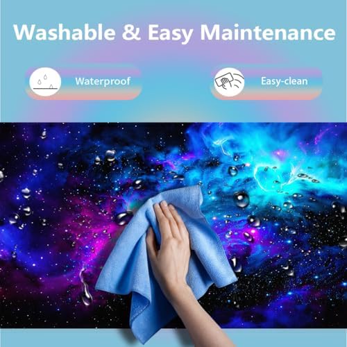 Cosmic Nebula Blue Purple Large Mouse Pad, Universe Space Galaxy Desk Mat