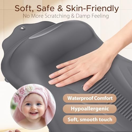 Bath Pillow for Tub, Adjustable Silicone Bathtub Pillows for Head and Neck, 0"–2.3" Neck Support, 34 Suction Cups, Easy to Clean, No Machine Wash Needed (Dark Gray)