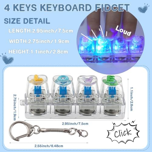 2 Pcs Transparent Keyboard Fidget Toy, Love&Flower Loud Fidget Clicker