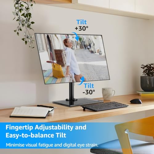 MOUNTUP Monitor Stand for Desk, Freestanding Monitor Mount Fits 13-32 inch Screen up to 19.8 lbs, Screen Stand with Swivel, Height, Rotation Adjustment, VESA Mount 100 x 100mm, 75 x 75mm