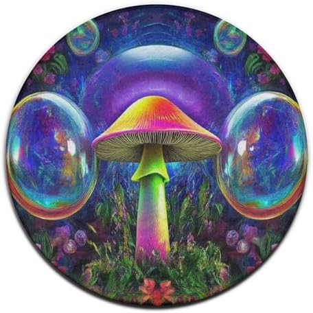 Highly Premium Quality Floor Mat, Office Chair Decor Mat, Room Sofa Yoga Soft Round Carpet Trippy Magic Mushrooms Art, 24inch