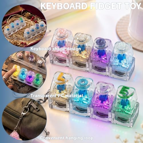 2 Pcs Transparent Keyboard Fidget Toy, Love&Flower Loud Fidget Clicker