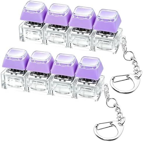 2 PCS Keyboard Fidget Toy, Double Layer Keycap Keyboard Fidget Keychain 4-in-1 Keyboard Decompression Button Finger Clicker Toys,Portable Tactile Button Sensory Fidget Toys Stress Relief Gifts(Purple