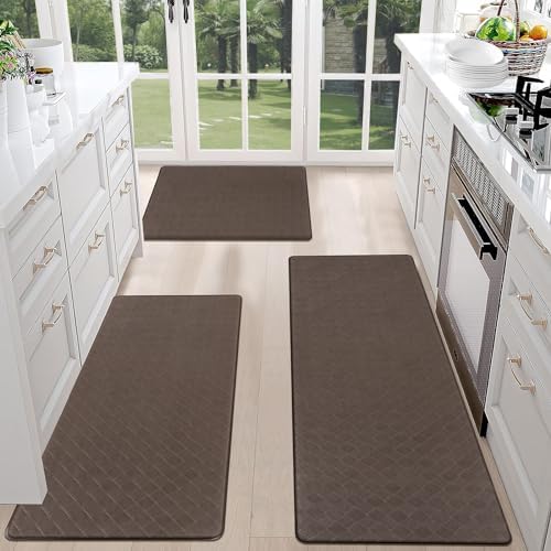 HEBE Anti Fatigue Kitchen Rugs Set of 3, Cushioned Kitchen Mats for Floor