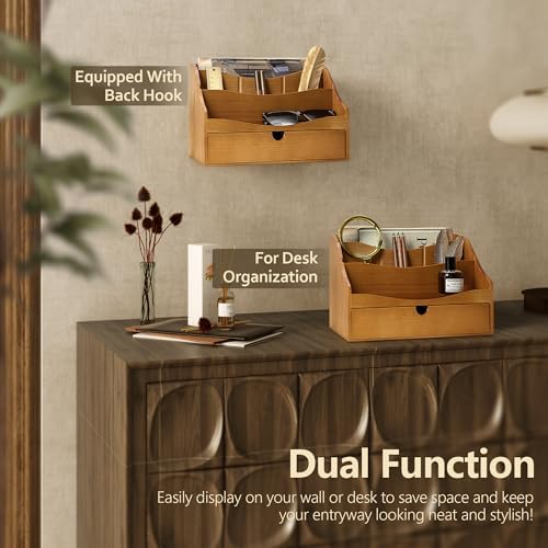 Rebee Vision Mail Organizer for Desk with 4-Slot Letter Home Decor, Yellow