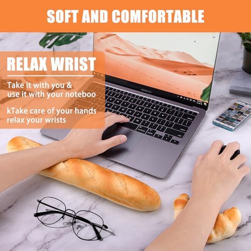 Soft Toast Bread Baguette Shape Anti-Skid Keyboard Wrist Rest Support & Mouse Wrist Support for Office,Computer,Laptop& Mac