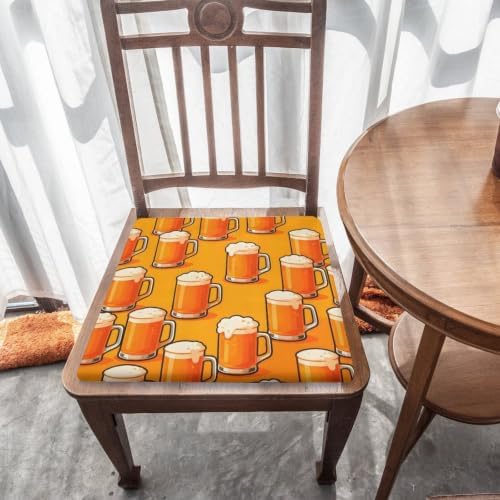 Breathable Square Chair Pad Memory Foam Cushion Beer Mug Pattern