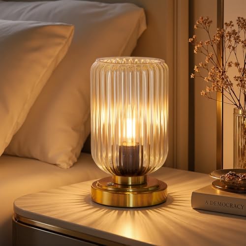 LightRound Cordless Table Lamp for Bedroom, Touch Stepless Dimmable, Modern