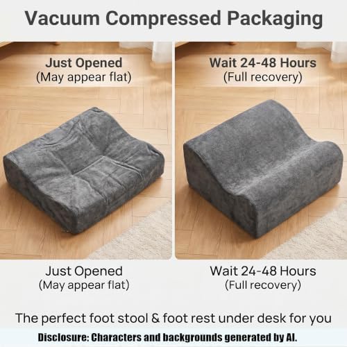 Large Foot Rest for Under Desk at Work, Footrest with Washable Cover for Office,Multifunctional Home Footrest,Dark Gray+AA
