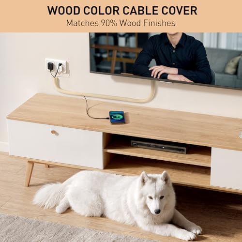 AGPTEK Cable Management Sleeve, 10ft - 1.5 inch Cord Hider, Wood Color