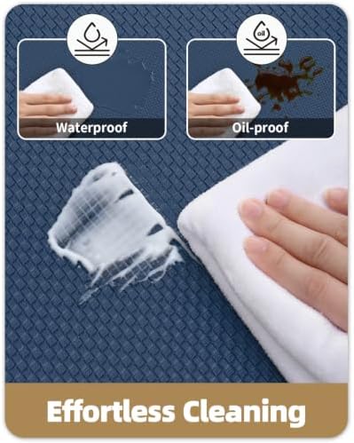 Color&Geometry Wide Kitchen Floor Mat 24x71 Anti Fatigue Easy Clean, Blue