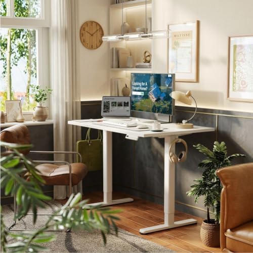 Claiks Electric Standing Desk 48x24 Inch Adjustable Desk, White