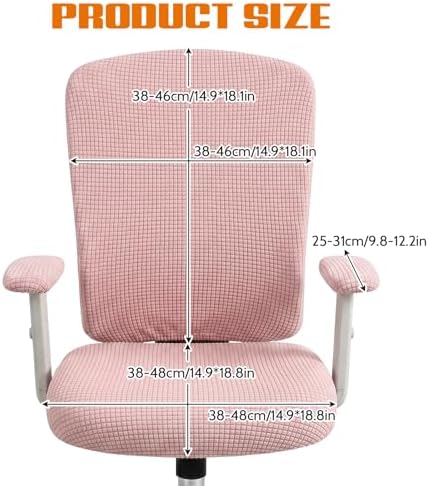 4 Pcs Office Chair Covers Set Pale Pink Computer Stretch Elastic Slipcover Universal Protective Stretchable Chair Seat Covers Desk Armrest Slipcovers Pads for Office Home Cushion Backrest Rotating