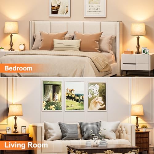 Touch Lamps for Nightstand, 3 Way Dimmable Lamps for Bedroom with USB C+A