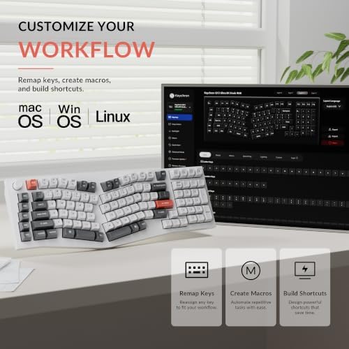 Keychron Q13 Ultra 8K Wireless Mechanical Keyboard, White 96% Alice Ergonomic Keyboard with Numpad, Full Aluminum RGB Custom Keyboard, Hot-Swappable Silk POM Switch for Mac Windows Linux