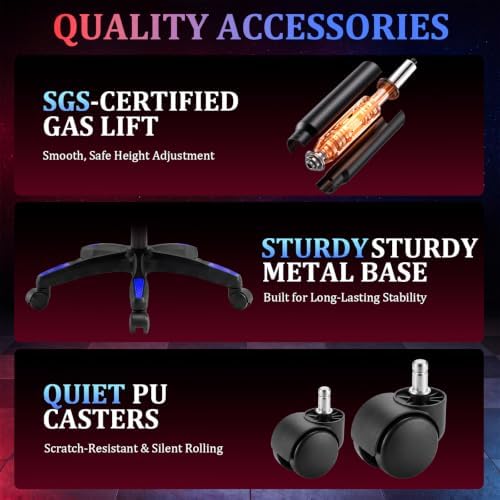 RGB Gaming Chair with Massage & Footrest, Built-in Speakers Chair