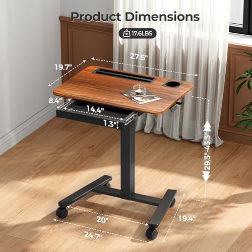28" Mobile Standing Desk with Drawer, Portable Laptop Desk