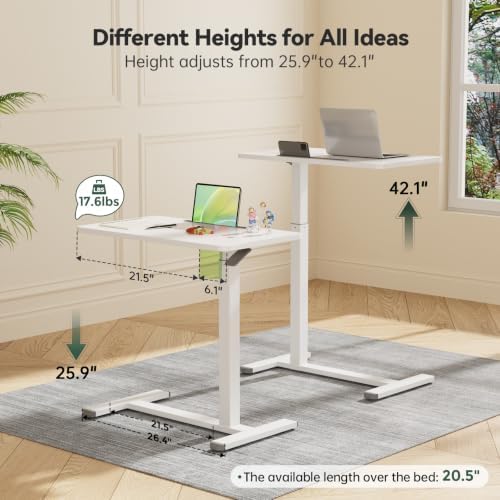 Gibbon Mounts 28” Rolling Mobile Standing Desk, Bedside Table with Wheels