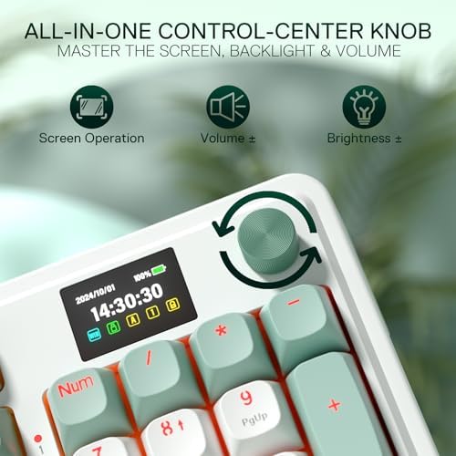 Redragon K719 PRO Wireless 95-Key Gasket Gaming Keyboard, TFT Screen & Knob