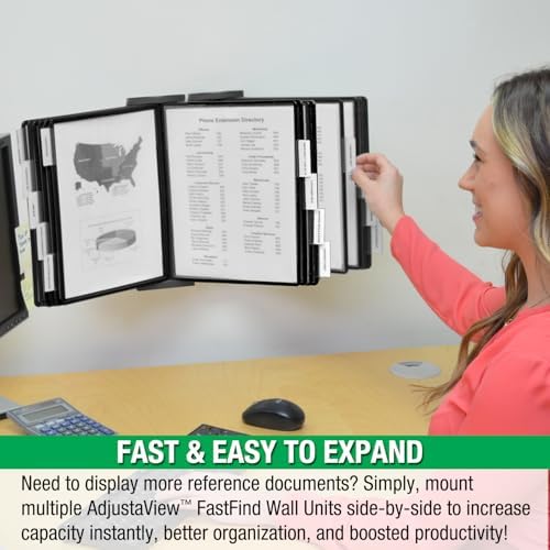 Ultimate Office FASTFIND 10-Pocket WALL Reference Display Organizer, Black