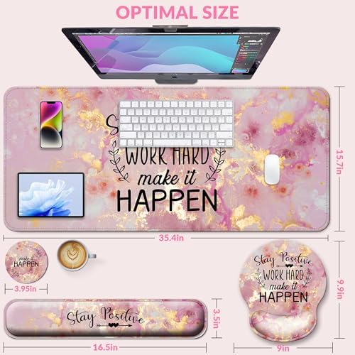 Desk Mat Set Keyboard and Mouse Pad with Wrist Rest Support