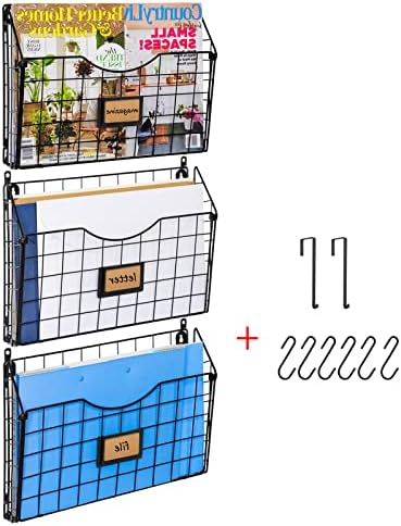 X-cosrack 3-Tier Hanging Wall Files with Door Hooks and 6pcs S Shape Hooks