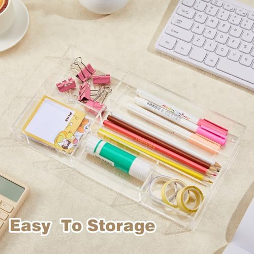 Briwooody Clear Acrylic Drawer Organizer,6 Compartments,Small