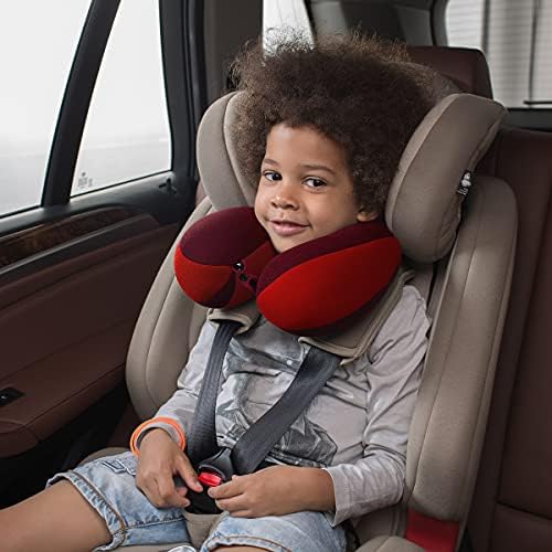 INFANZIA Kids Travel Neck Pillow, Chin Support for Car Seat & Plane, Red
