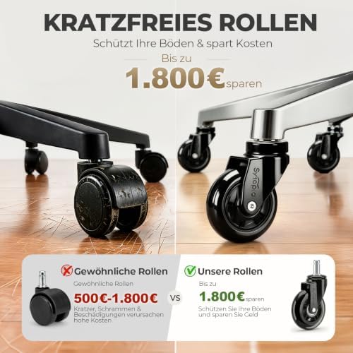Office Chair Wheels Replacement 3 Inch, Heavy Duty PU Caster Wheels for Hardwood Floor & Carpet, Smooth Quiet Rolling, Hair-Proof, Universal 11mm Stem Fit Most Chairs, Not for 1KEA, Set of 5 (Black)